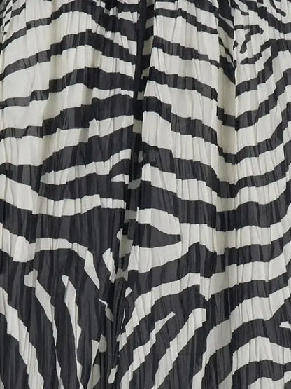 Zebra Print Off-Shoulder Crepe Blouse - Tops
