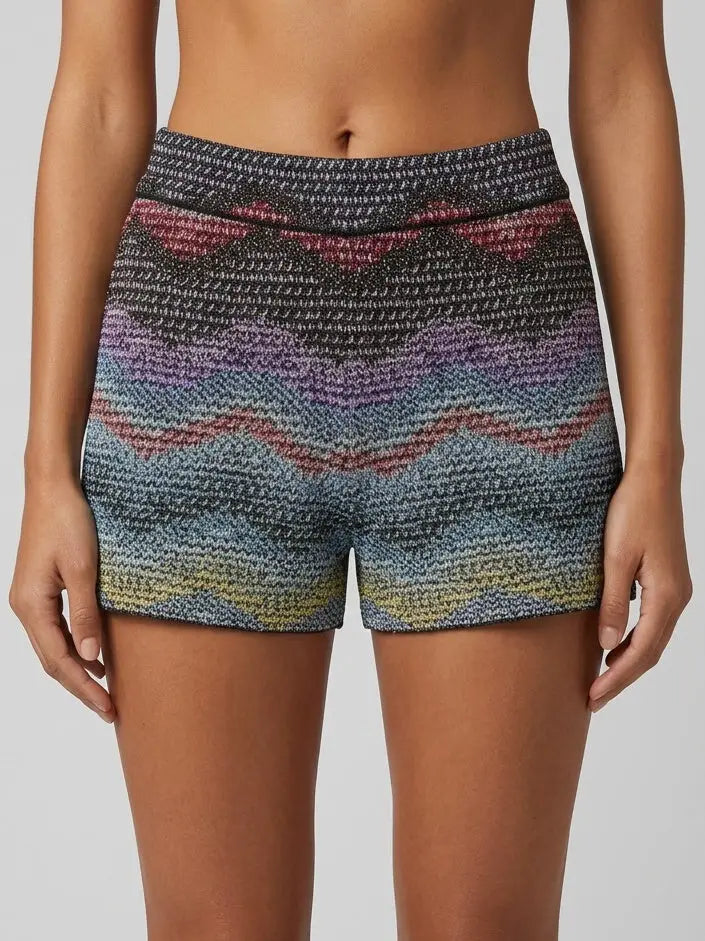 Zig Zag Knit Top and Shorts Set Multicolor - Suits & Sets