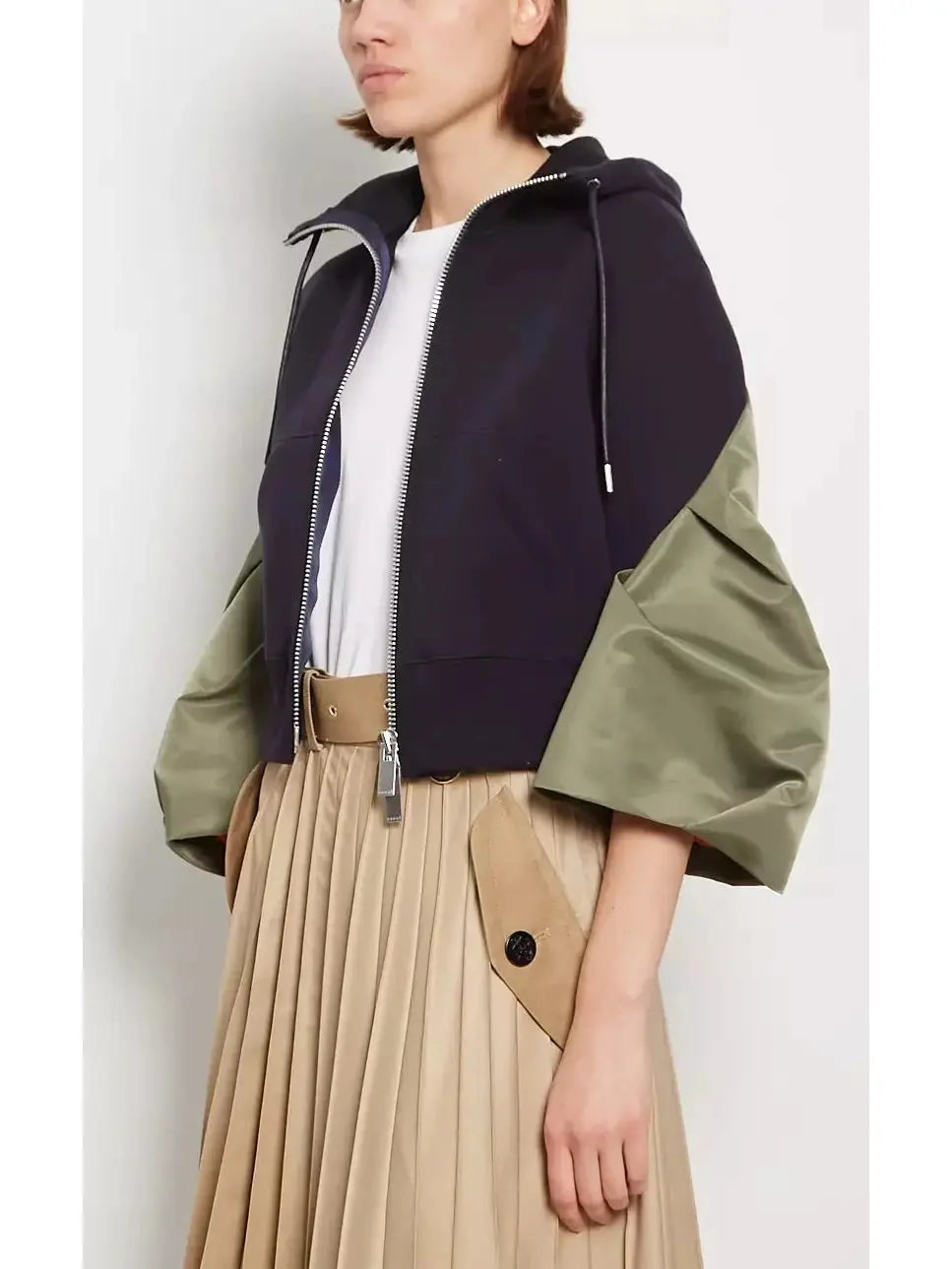 Zipped Jacket with Contrasting Sleeves - Branna Couture