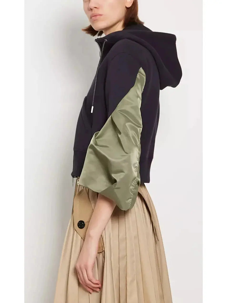 Zipped Jacket with Contrasting Sleeves - Branna Couture