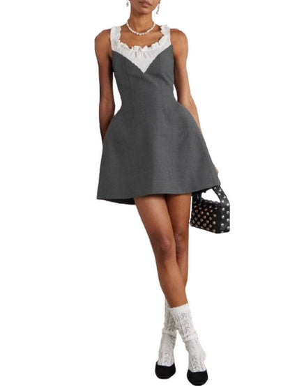 A-Line Bicolor Sleeveless Mini Dress - Dresses