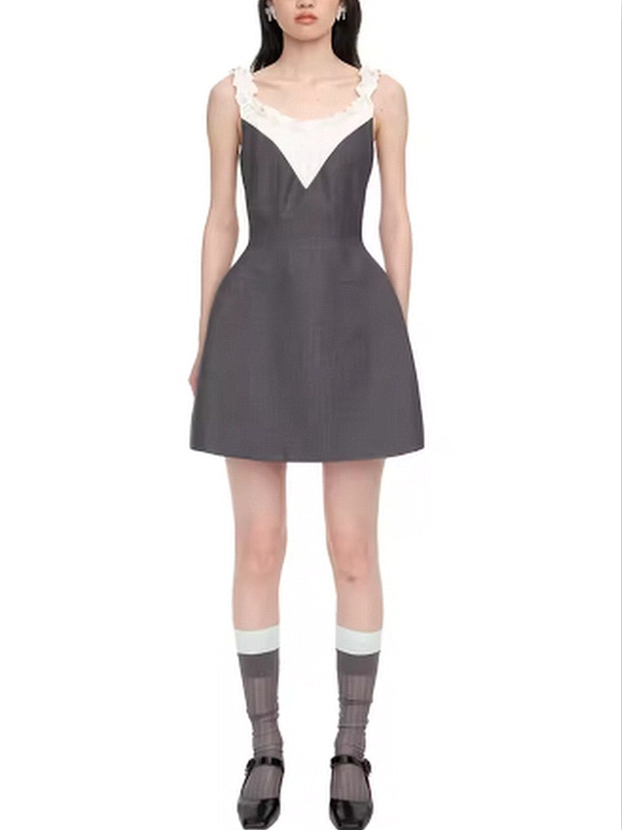 A-Line Bicolor Sleeveless Mini Dress - Dresses