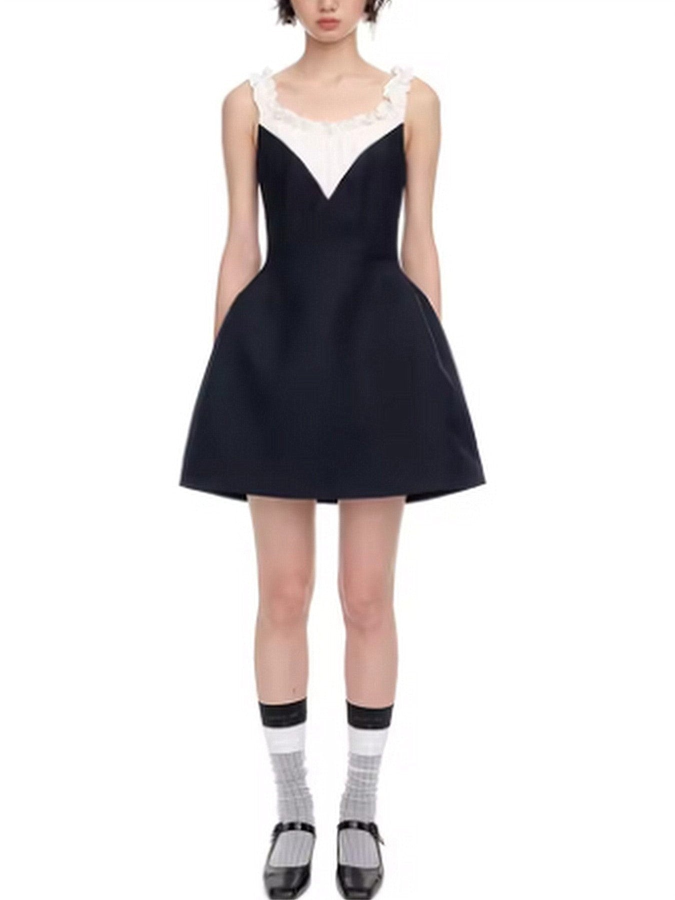 A-Line Bicolor Sleeveless Mini Dress - Dresses