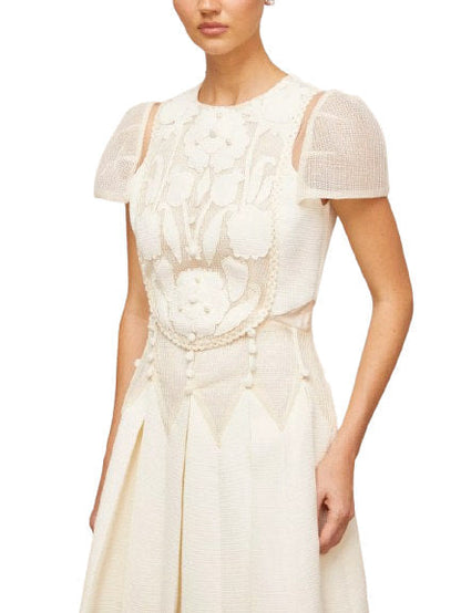 A-Line Floral-Embroidered Mini Dress - Dresses