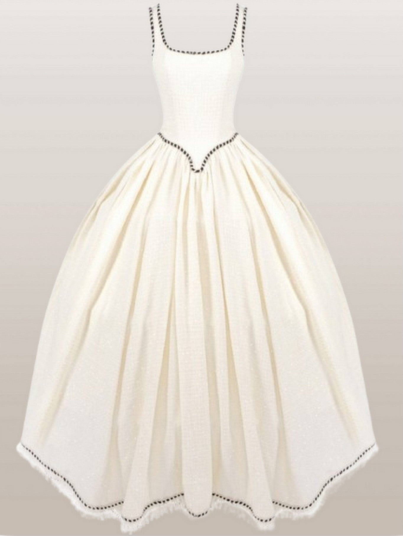 A-line Tweed Fringed Sleeveless Gown with Crinoline - Small - Dresses