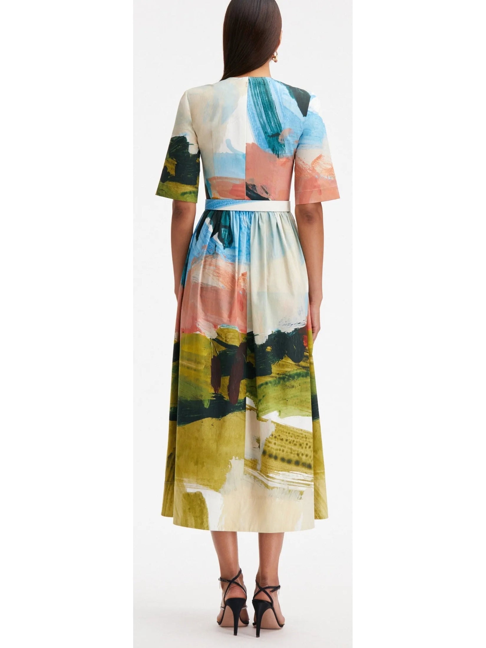 Abstract Landscape Cotton Poplin Dress - Dresses