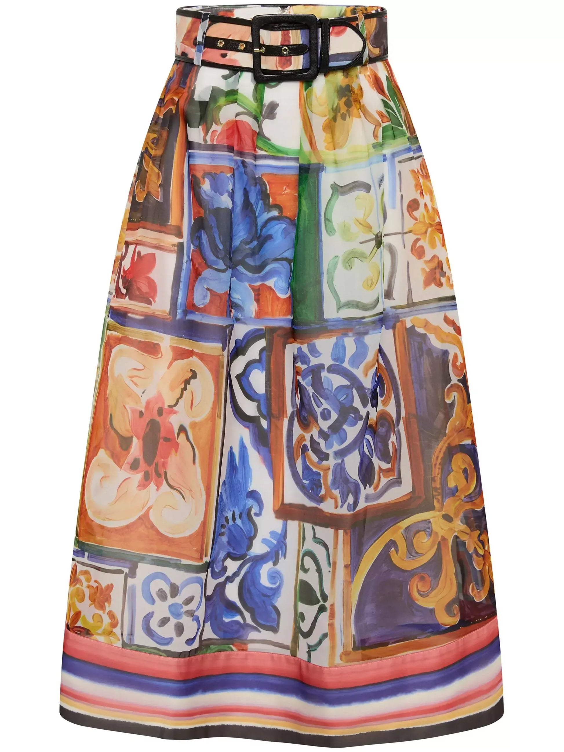 Abstract Multicolored Crop Top and Skirt Set - Suits & Sets