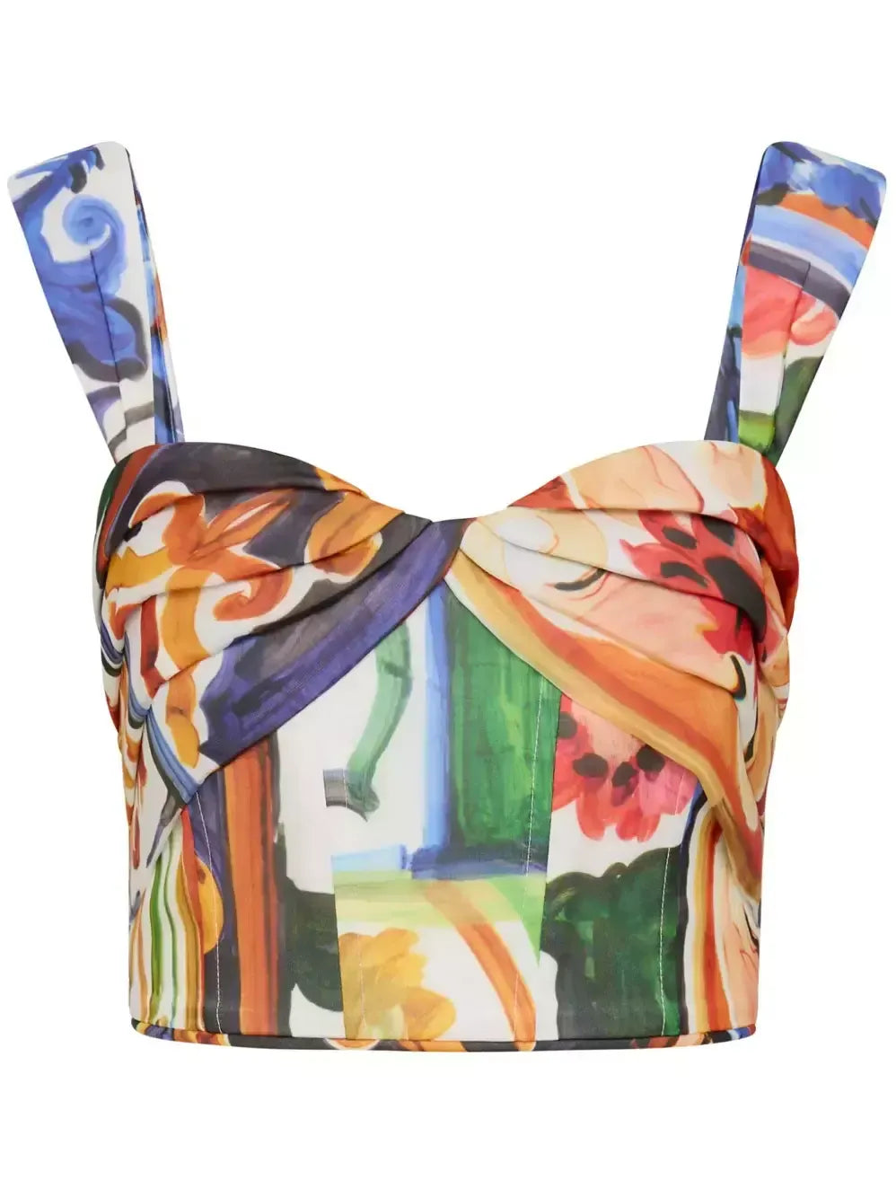 Abstract Multicolored Crop Top and Skirt Set - Suits & Sets