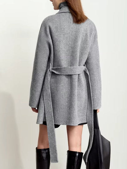 Alpaca and Wool-Blend Belted Coat in Grey - Coats