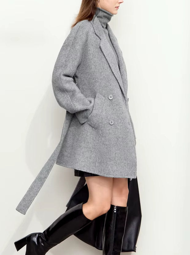 Alpaca and Wool-Blend Belted Coat in Grey - Coats