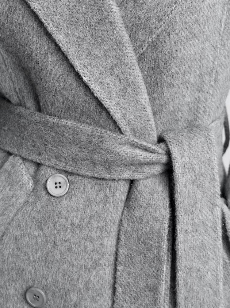 Alpaca and Wool-Blend Belted Coat in Grey - Coats