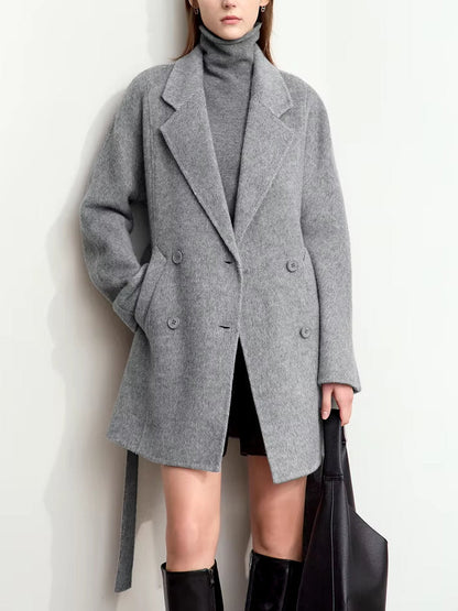 Alpaca and Wool-Blend Belted Coat in Grey - Coats