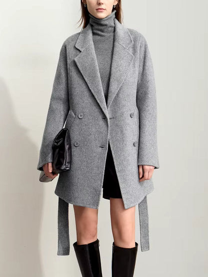 Alpaca and Wool-Blend Belted Coat in Grey - Coats