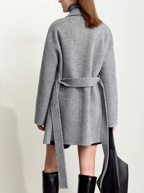 Alpaca and Wool-Blend Belted Coat in Grey - Coats