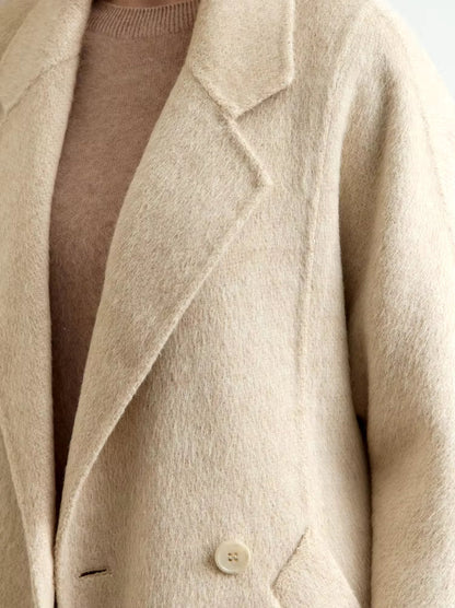 Alpaca and Wool-Blend Belted Coat in Light Beige - Coats