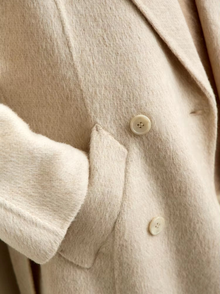 Alpaca and Wool-Blend Belted Coat in Light Beige - Coats