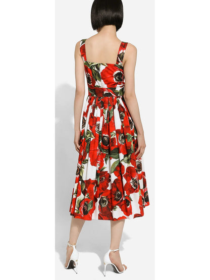 Anemone Print Cotton Sun Dress - Dresses