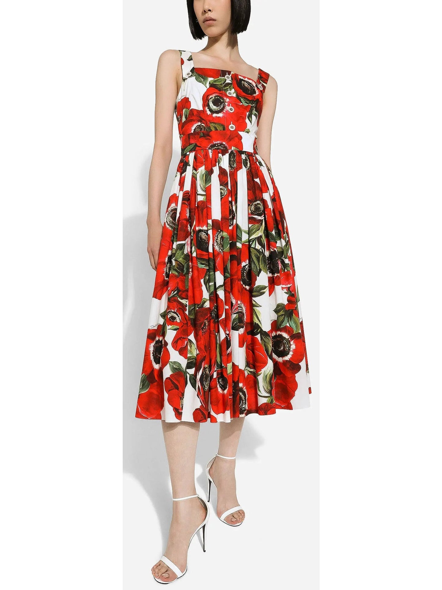 Anemone Print Cotton Sun Dress - Dresses