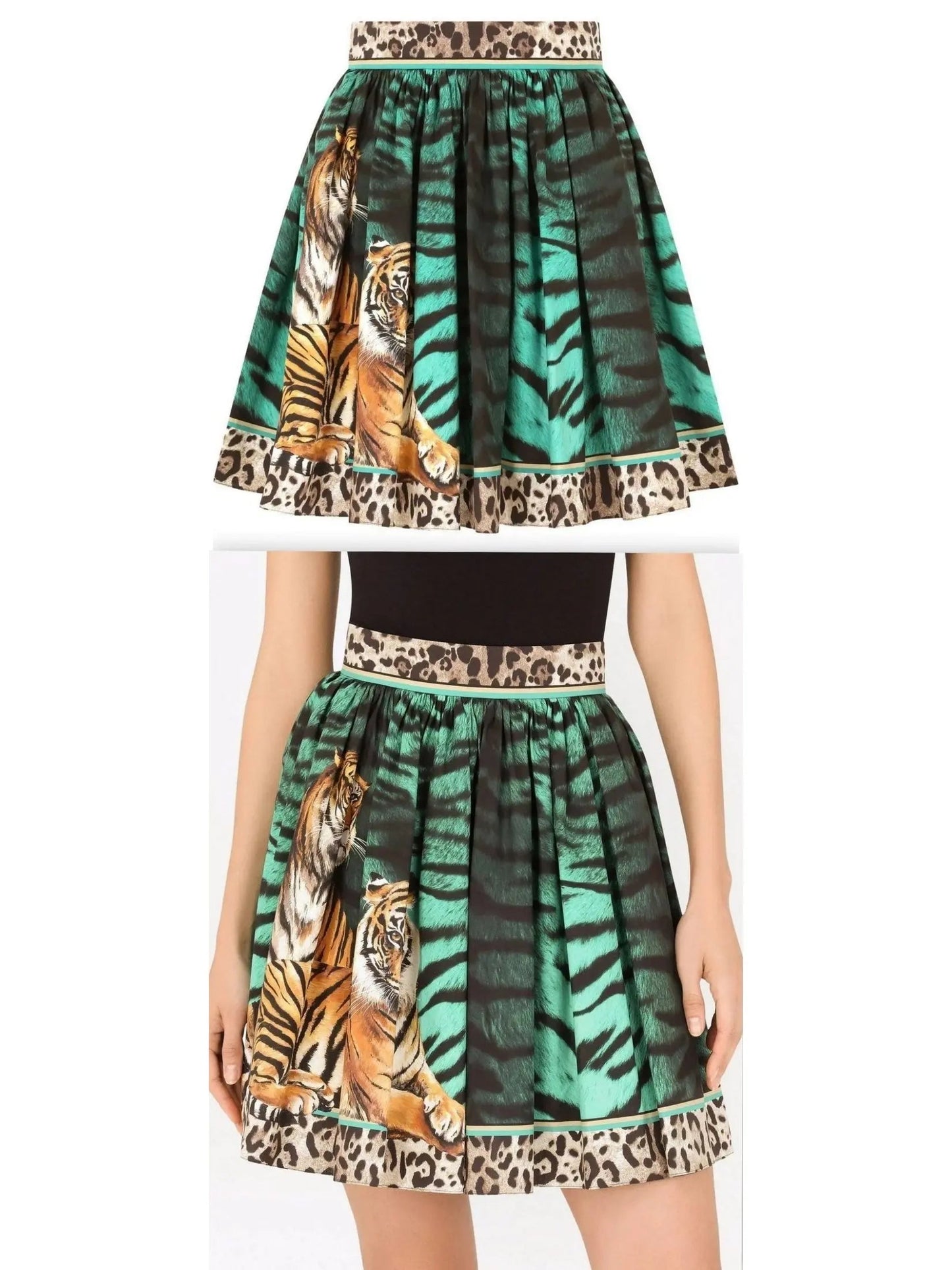 Animal-Printed Pleated Skirt - Skirts