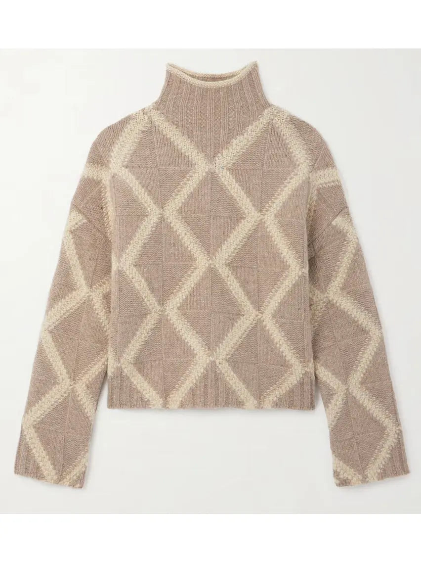 Argyle Intarsia-Knit Cashmere Turtleneck Sweater - Sweaters & Knitwear