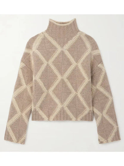 Argyle Intarsia-Knit Cashmere Turtleneck Sweater - Sweaters & Knitwear