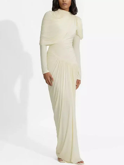 Asymmetric Draped Drop-Waist Jersey Gown - Dresses