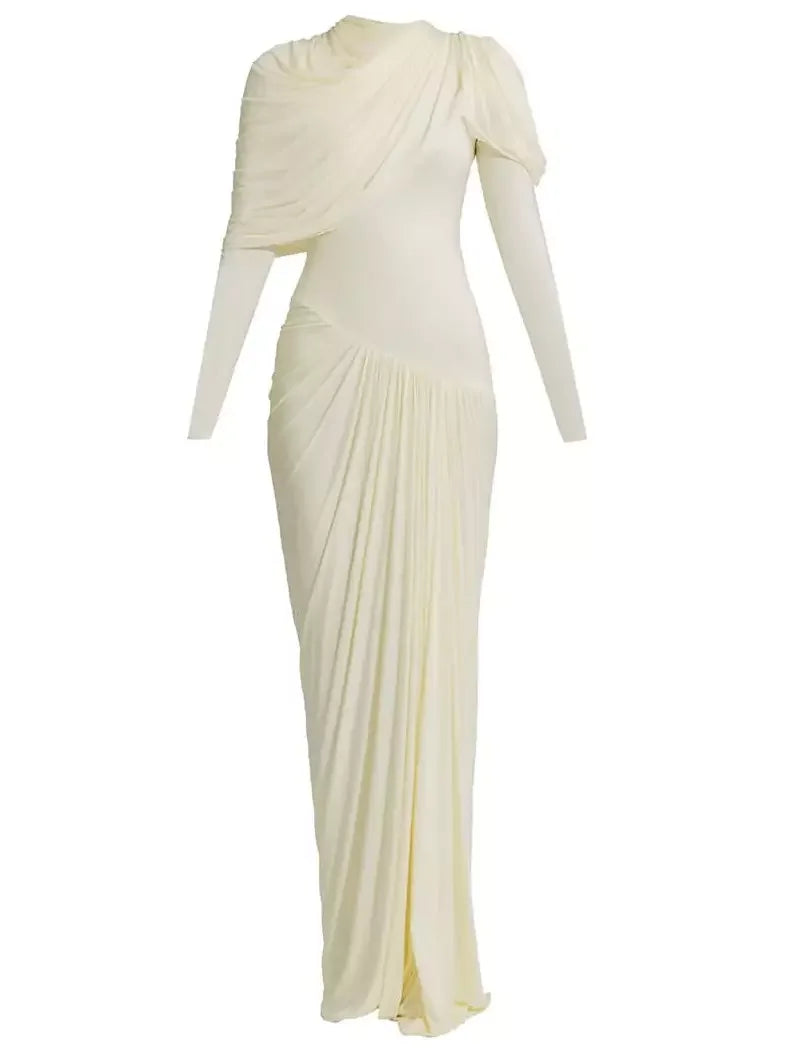 Asymmetric Draped Drop-Waist Jersey Gown - Dresses