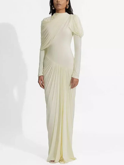Asymmetric Draped Drop-Waist Jersey Gown - Dresses