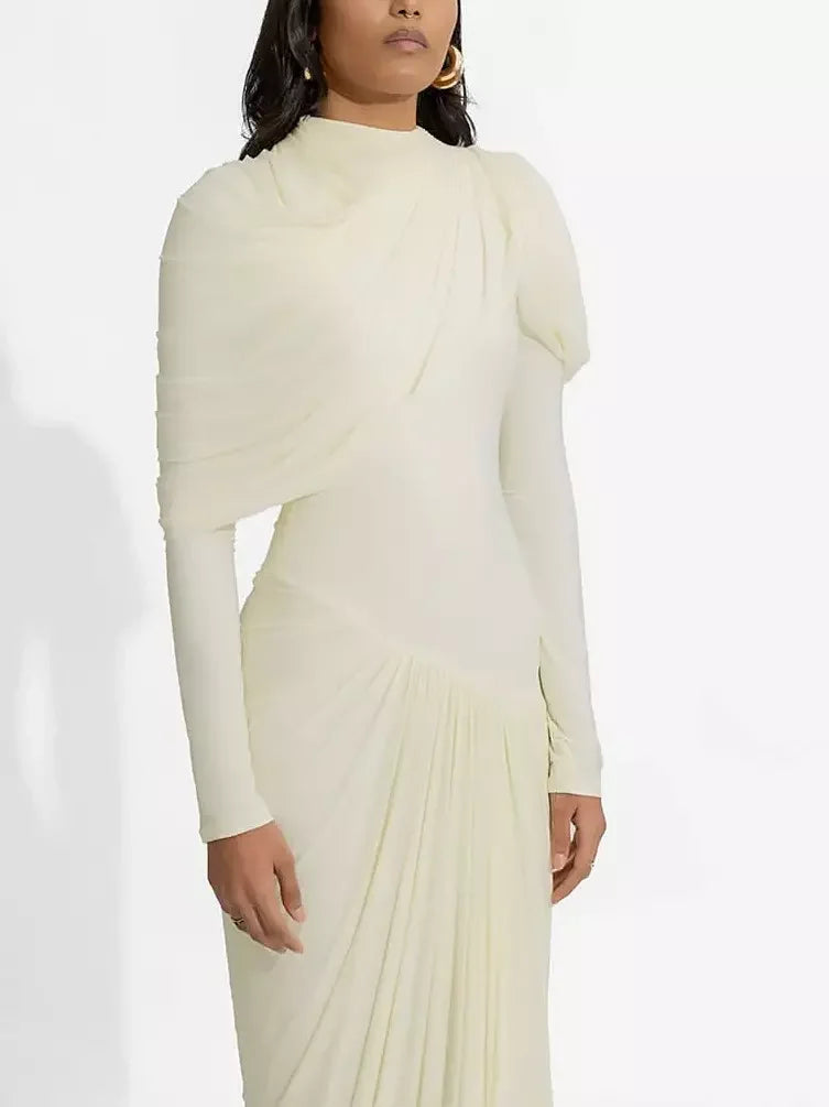 Asymmetric Draped Drop-Waist Jersey Gown - Dresses
