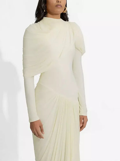 Asymmetric Draped Drop-Waist Jersey Gown - Dresses