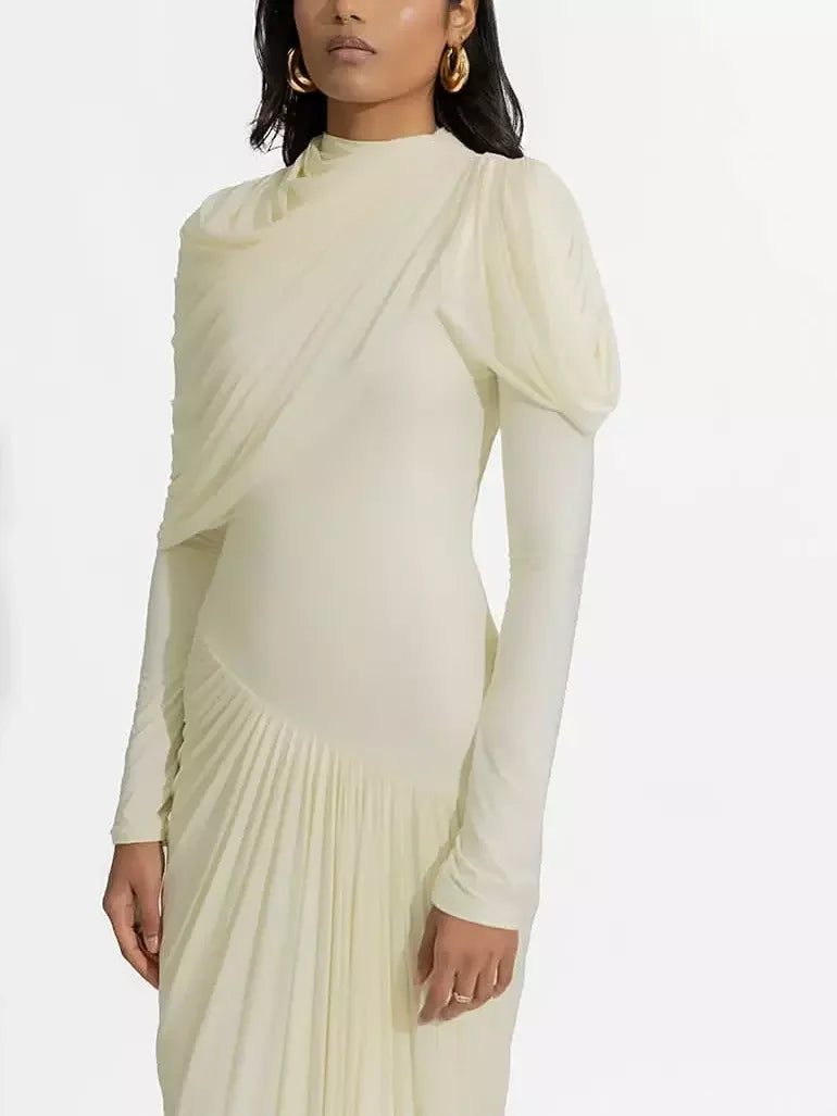 Asymmetric Draped Drop-Waist Jersey Gown - Dresses