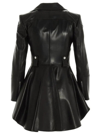 Asymmetric Peplum Leather Biker Jacket - Jackets