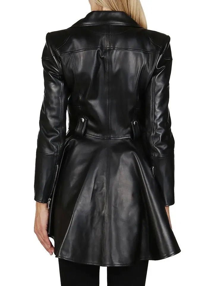 Asymmetric Peplum Leather Biker Jacket - Jackets