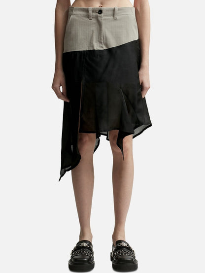 Asymmetrical Cotton and Tulle Skirt - Skirts