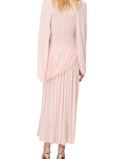 Asymmetrical Draped Jersey Cape Dress - Dresses
