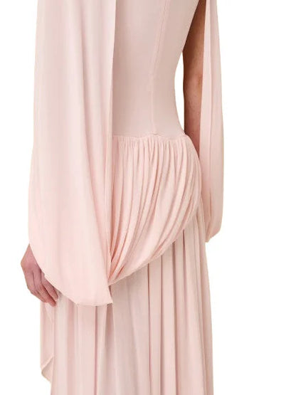 Asymmetrical Draped Jersey Cape Dress - Dresses