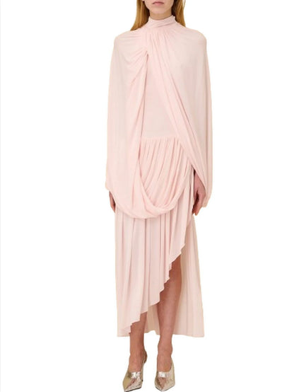 Asymmetrical Draped Jersey Cape Dress - Dresses