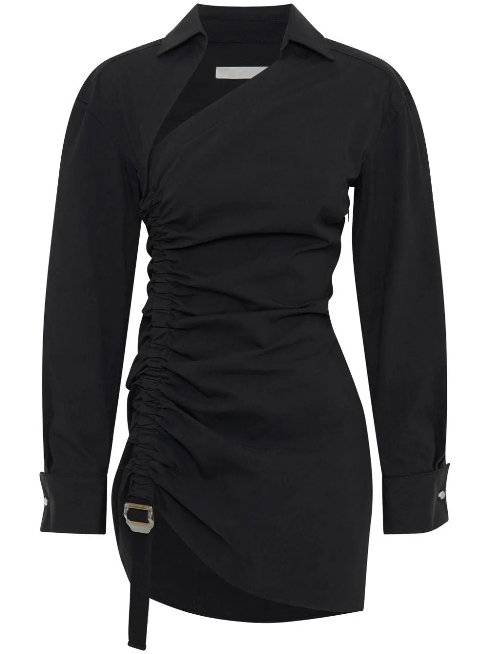 Asymmetrical Gathered Mini Dress with Safety Slider - Dresses