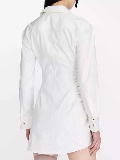 Asymmetrical Gathered Mini Dress with Safety Slider - Dresses