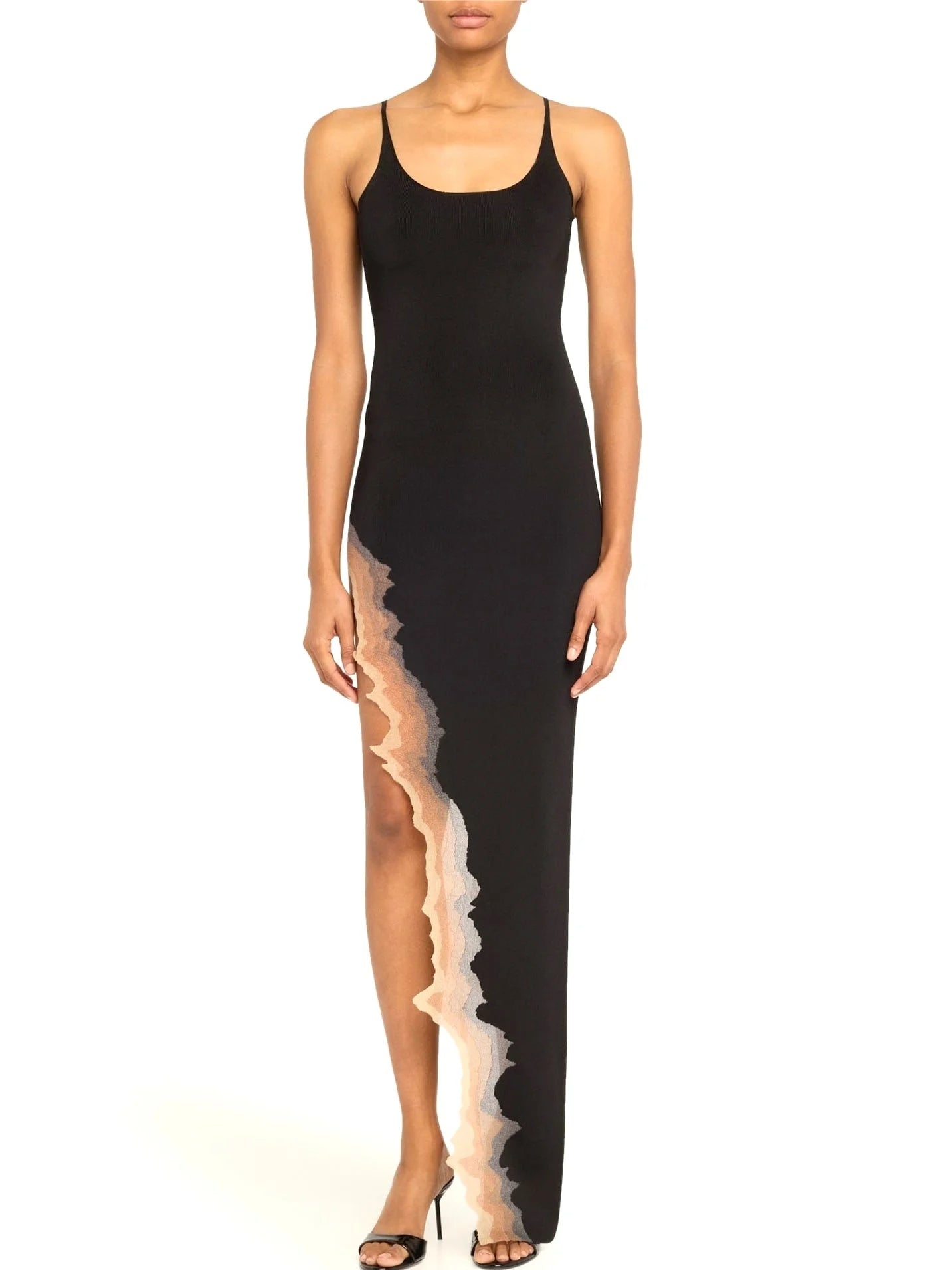 Asymmetrical Knit Tank Dress with Flame-Hem - Dresses