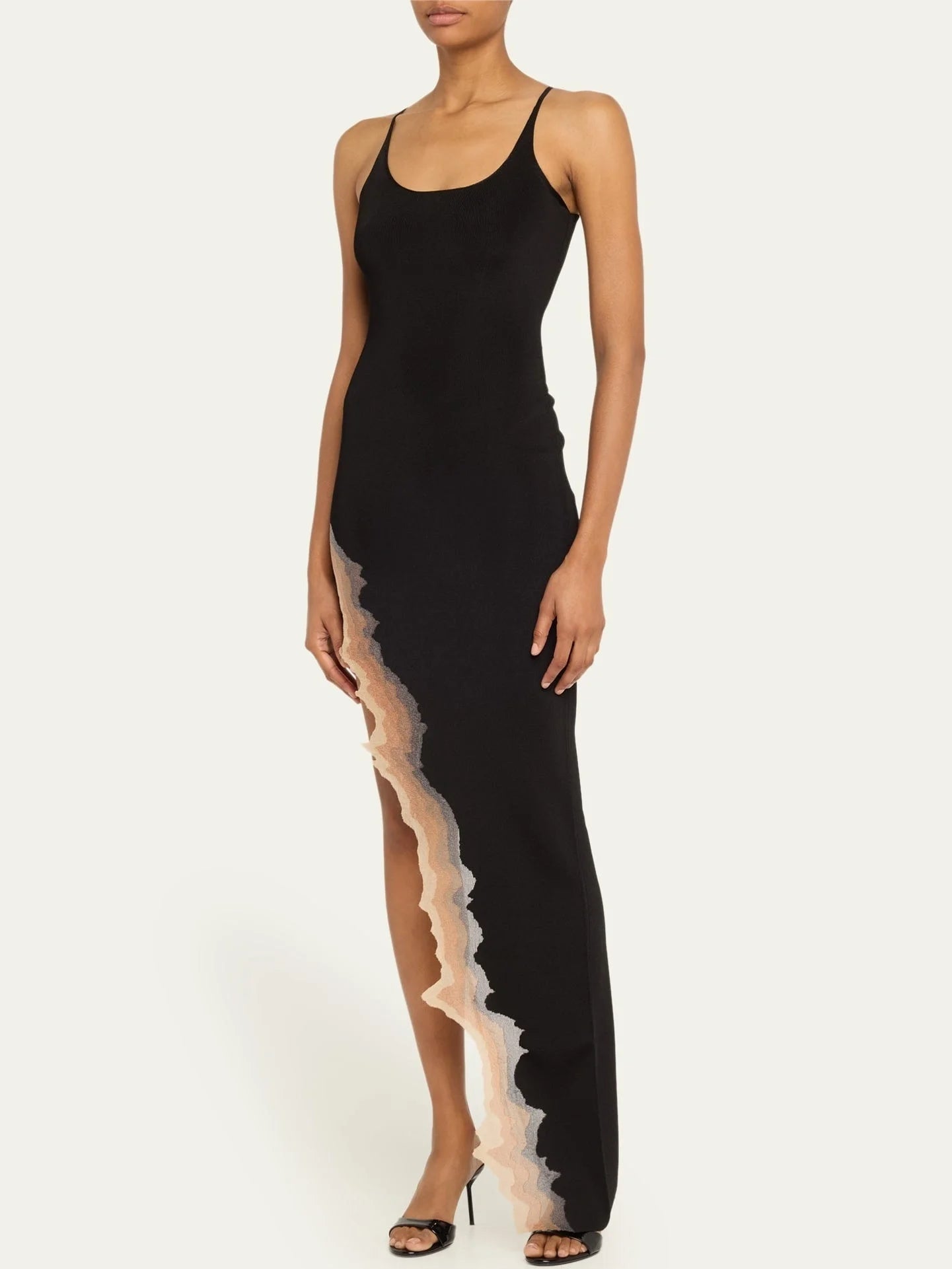 Asymmetrical Knit Tank Dress with Flame-Hem - Dresses