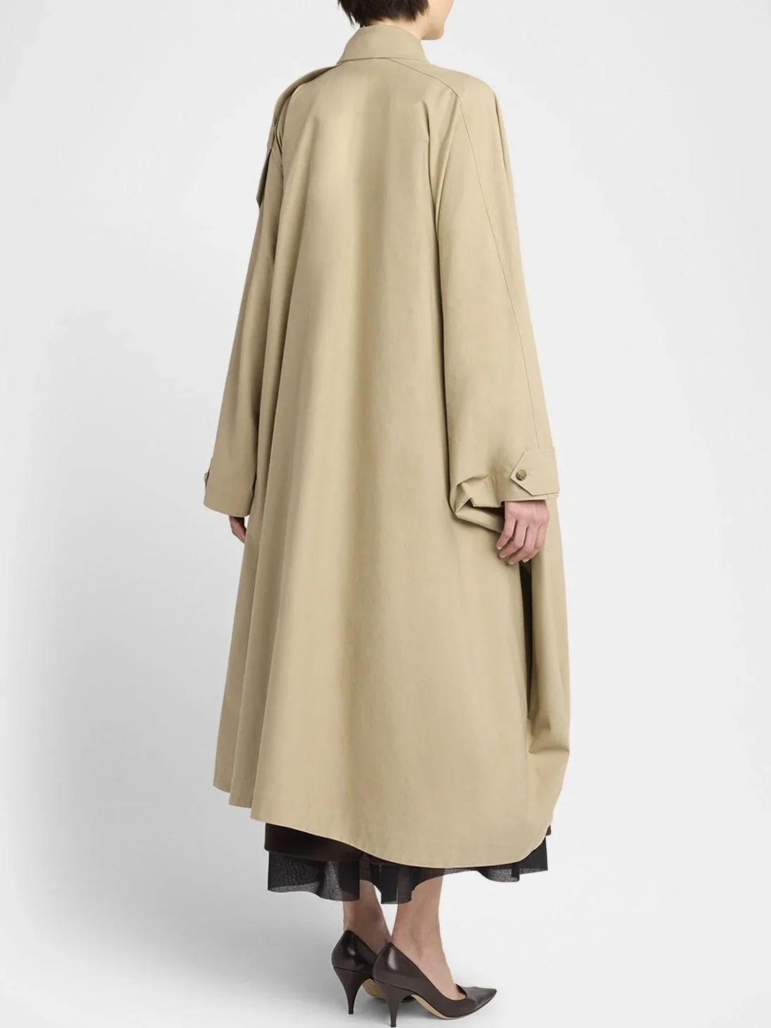 Asymmetrical Oversize Twill Trench Coat - Coats