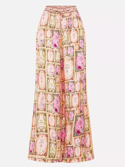 Asymmetrical Printed Silk Blouse and Pant Set - Suits & Sets