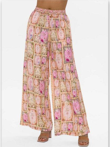 Asymmetrical Printed Silk Blouse and Pant Set - Suits & Sets