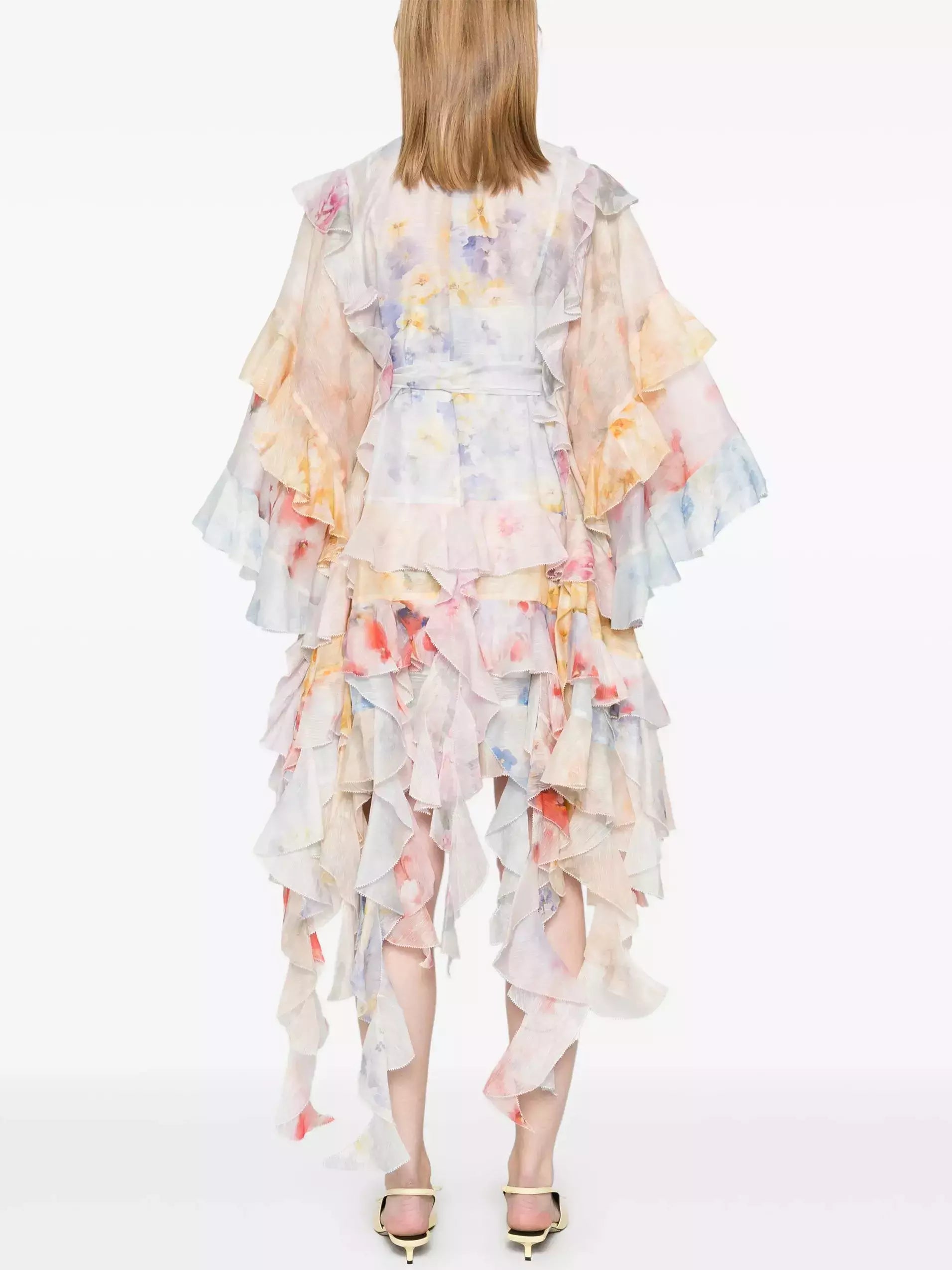 Asymmetrical Tiered multicolored Mini Dress - Dresses