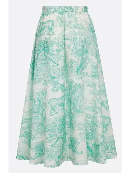 Backless Cropped Top and mid-Length Skirt Set with Toile de Jouy Print - Suits & Sets