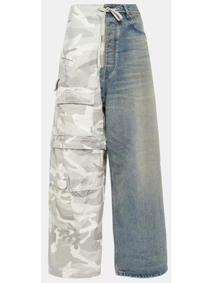 Baggy Hybrid Cargo Camouflage and Denim Pants - Jeans & Pants