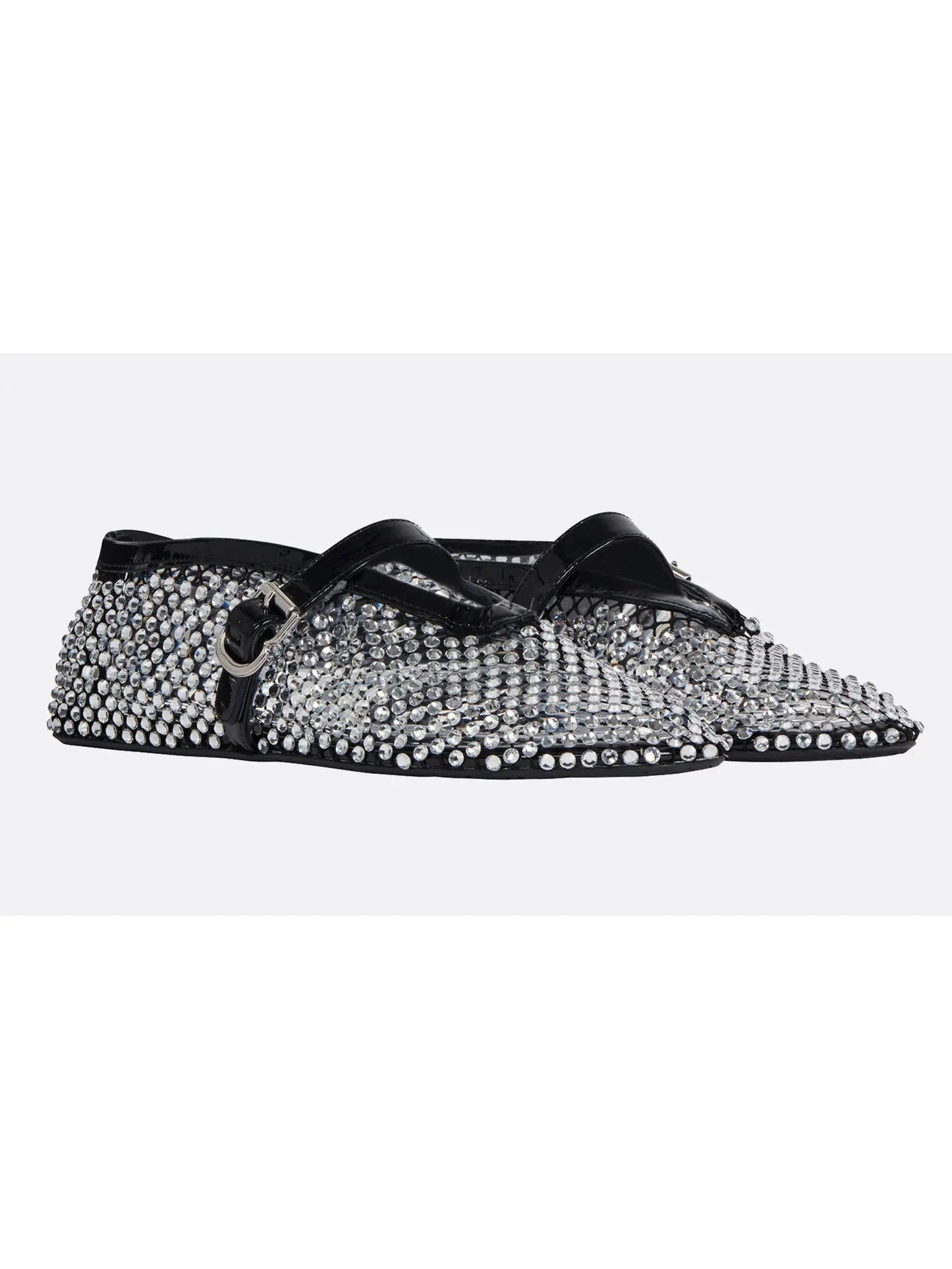 Ballet Flats in Fishnet and Strass - Footwear