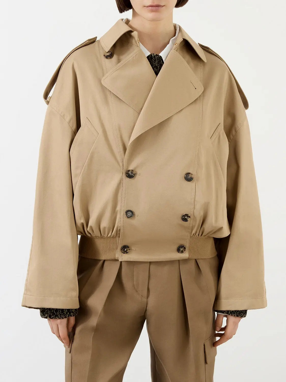 Balloon Double-Breasted Trench Jacket - Jackets