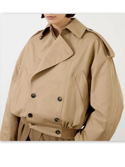 Balloon Double-Breasted Trench Jacket - Jackets